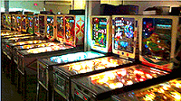 Pinball machines in arcade.