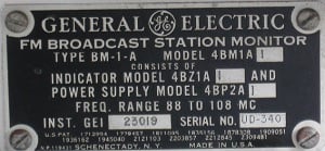 GE manufacturer plate