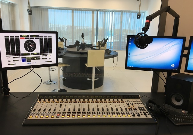 ASBU training facility studio featuring Axia Fusion console