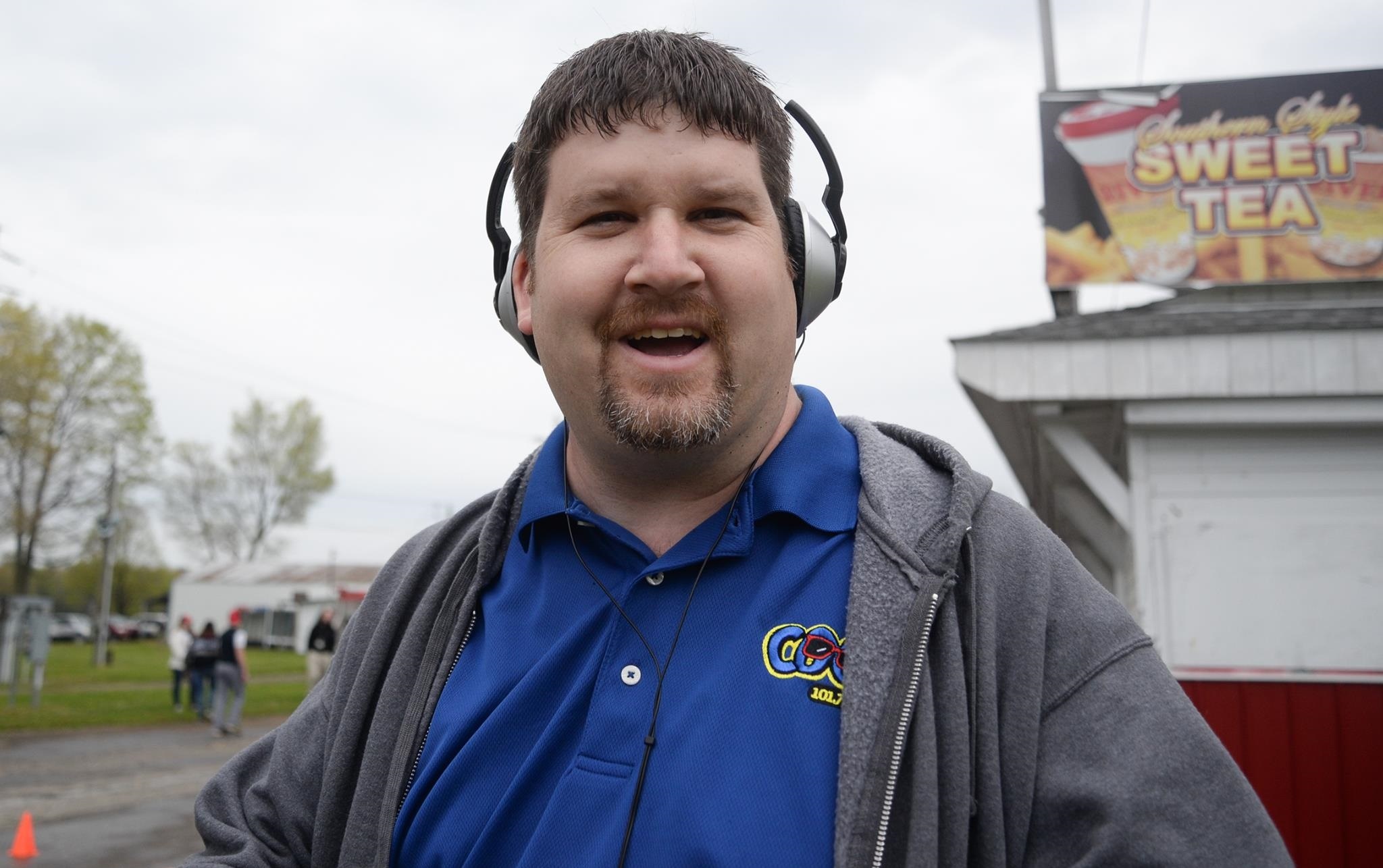 Joe Vilkie on a live remote broadcast