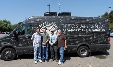 Dave with iHeart Detroit engineers happy to see the van