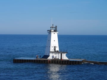Lighthouse as seen from the ferry SS Badger, crossing Lake Michigan from Michigan to Wisconsin