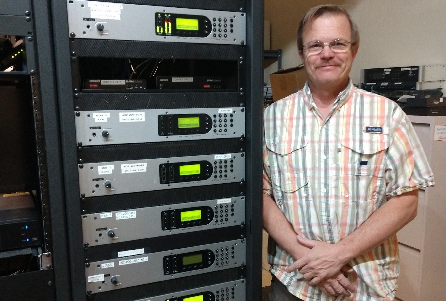 Scot McDougal with a rack of Telos Zephyrs at iHeart Phoenix