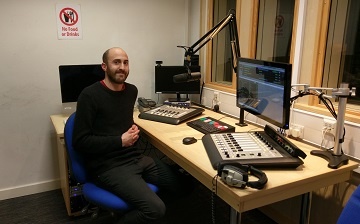 Jack Higgins in the Tone Radio studio with Axia iQ consoles