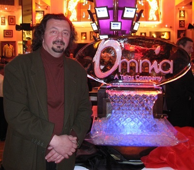 Frank with Omnia Ice Sculpture at NAB